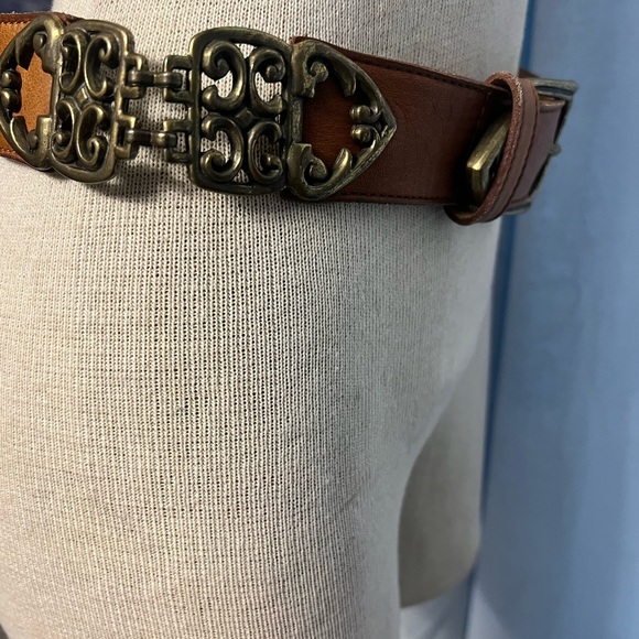 metal accent brown leather womens belt made in colombia size small One Of A Kind - Picture 5 of 15